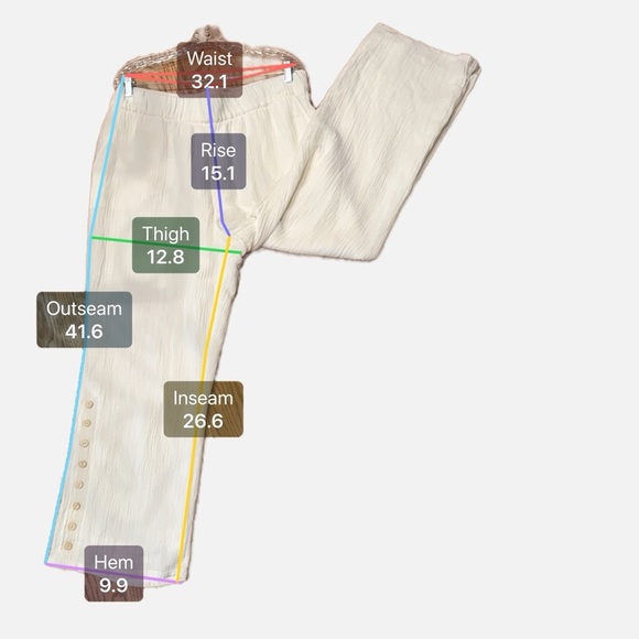 SOFT SURROUNDING WHITE  BUTTON UP SIDE HEM DETAIL PANTS PXL - Picture 5 of 8